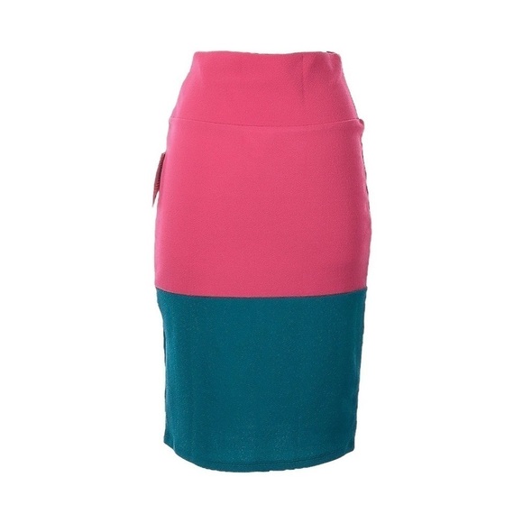 ๐บ Lularoe Cassie Colorblock Textured Stretchy Pencil Skirt Size S NWT - Picture 1 of 8